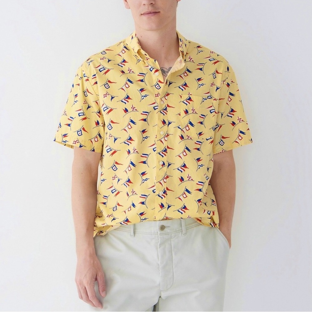 J. Crew Button Down Shirt Cotton Poplin Classic Fit Short Sleeves Pocket Chest